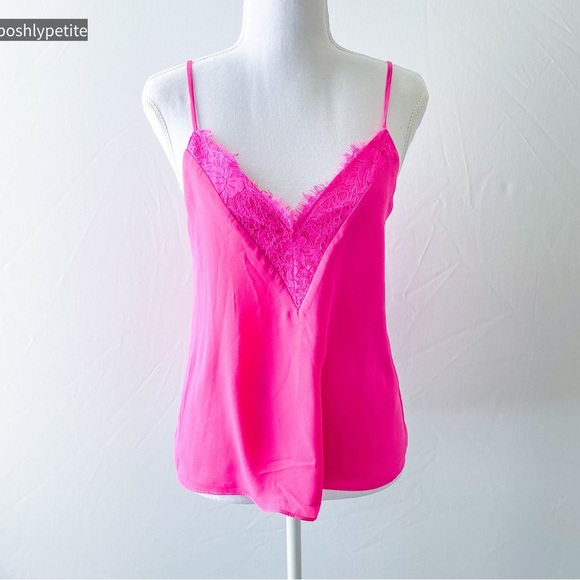 Socialite xs hot pink V Neck Lace trim Camisole - Picture 1 of 12